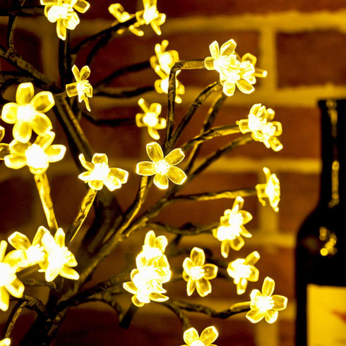 Cherry Blossom Tree Light,17inch 40LED Lighted Tabletop Artificial Flower Bonsai Tree Lamp USB Powered by ZHOUDUIDUI for Home Decor Room Office Party Wedding Christmas Decorations(Warm White)