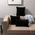 SISIZH Decorative Plush Faux Fur Throw Pillow Covers with Zipper Closure, 20x20 Inch Luxury Velvety Soft Square Cushion Cases Pillowcase for Couch, Set of 2, Black