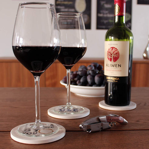 BARVIVO Funny Ceramic Coasters for Drinks Absorbent Set of 6 with Holder - Instantly Absorbing Condensation - Perfect Drink Coasters for Wooden Table Protection with Scratch Preventing Cork Bottom