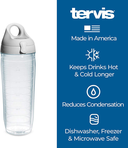 Tervis DePaul University Emblem Individual Water Bottle with Gray lid, 24 oz, Clear