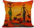 Artsocket Set of 4 Linen Throw Pillow Covers Oil Painting African Women Decorative Pillow Cases Home Decor Square 18x18 inches Pillowcases
