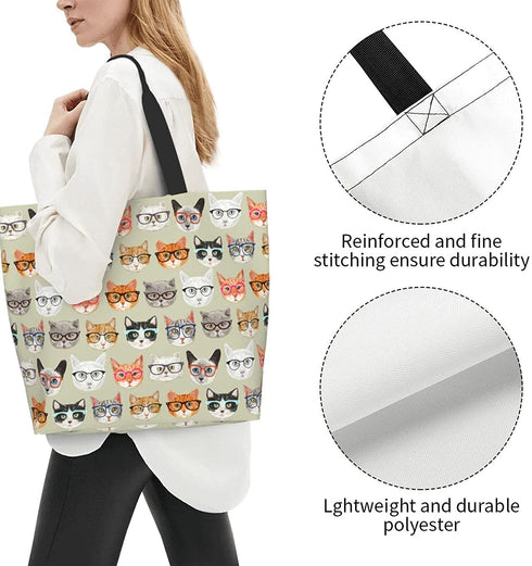BLUBLU Reusable Large Capacity Women Shoulder Handbags Casual Canvas Tote Bag Heavy Duty for Shopping Grocery Travel Outdoor