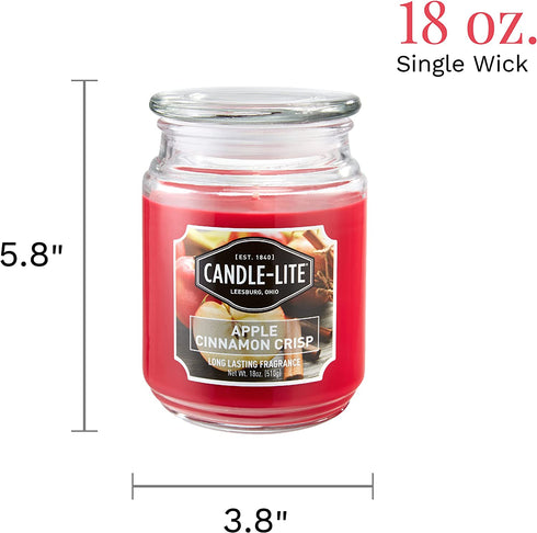 Candle-Lite Apple Cinnamon Crisp Jar Candle, 18 oz, Red