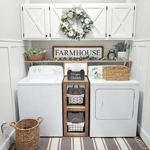 Dryer Sheet Dispenser, Pinewood Rustic Farmhouse Dryer Sheet Holder for Laundry Room Decor, Fabric Softener Sheets Holder, Dryer Sheet Storage(Black)
