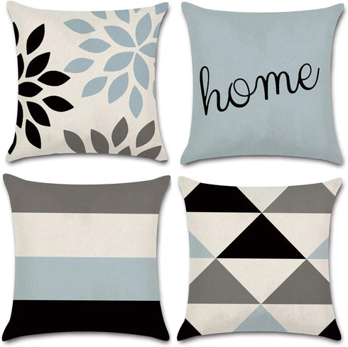 JOJUSIS Modern Geometric Throw Pillow Covers Linen Home Decor 18 x 18 inch Set of 4 Home