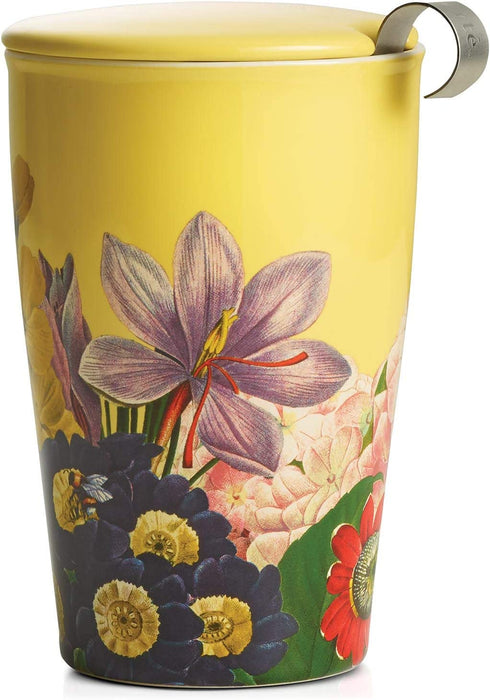 Tea Forte Kati Cup Soleil, Ceramic Tea Infuser Cup with Infuser Basket and Lid for Steeping Loose Leaf Tea