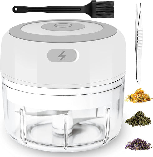 CHIIMODA 3.5'' Electric Herb Grinder for Spice, Efficiency 3.4oz Large Grinder for Grinding Fresh and Dry Herb, Portable USB Charge Herb Grinder with Clear Chamber, Clean Brush and Tweezers As a Gift