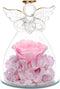 Sacredyna Birthday Gift for Grandma Mom, Preserved Real Rose, LED Angel Figurine Gift for Women Christian, Memory Gift