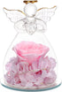 Sacredyna Birthday Gift for Grandma Mom, Preserved Real Rose, LED Angel Figurine Gift for Women Christian, Memory Gift