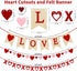 4Pcs Valentines Day Decorations Valentine's Day Decor Set Felt Love Heart XO Garlands Banner for Engagement Wedding Party Home Classroom Office, No DIY Required