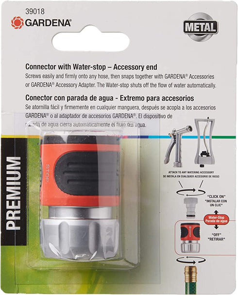 GARDENA Metal Alloy Hose Connector with Water Stop