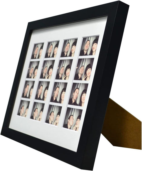 Golden State Art, 8.5x11 Photo frame with mat for 4 2x6 photo booth pictures, Includes Real Glass & Easel Back Display, Black