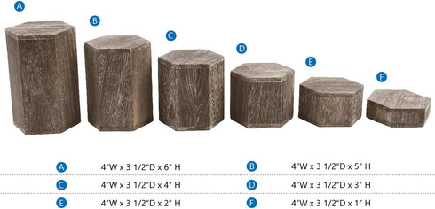 Mooca Wooden 6 Pcs Hexagon Risers for Display Jewelry and Accessories Display Stand, Wooden Display Risers, Wood Jewelry Risers Wood Figurine Display Risers, Coffee