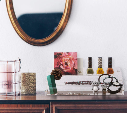 Clear Nail Polish Display Holder 2PCS 3 Layers, Yebeauty Acrylic Organizer Storage Tray Rack Stand Holder for Cosmetic Eyeglasses Lash Display