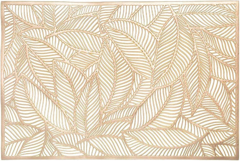 MLADEN Rectangle Placemats Set of 6, Leaf Functional Table Mat for Dining Kitchen Restaurant Table Decoration (Gold)