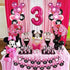 Cartoon Mouse Party Decorations Supplies 3rd Theme Hot Pink Happy Birthday Banner Garland Head Balloons Cake Topper for 3 Year Old Girl