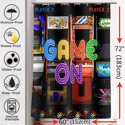 SDDSER Games Shower Curtain Video Games Shower Room Curtain Durable Waterproof 60x72 in Home Bath Curtain Sets with 10 Hooks YLLSSD1602