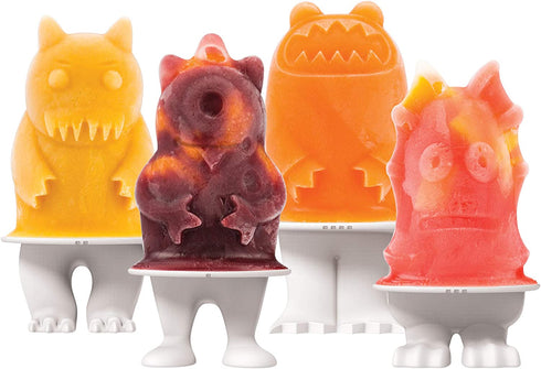 Tovolo Monsters Ice Pop Flexible Silicone Molds, 4 Monster Popsicle Characters, Dishwasher Safe - Set of 4