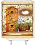Primitive Shower Curtain Rustic Vintage Birdhouse Bird Bamboo Basket Wreath Vine Plant Country Outhouse Western Cabin Old Farmhouse Fabric Bath Curtains Bathroom Polyester with Plastic Hooks 70x70Inch