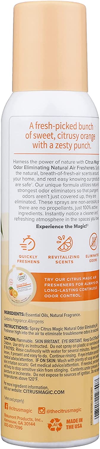 Citrus Magic Natural Odor Eliminating Air Freshener Spray, Orange Blast, 3-Ounce, Pack of 3
