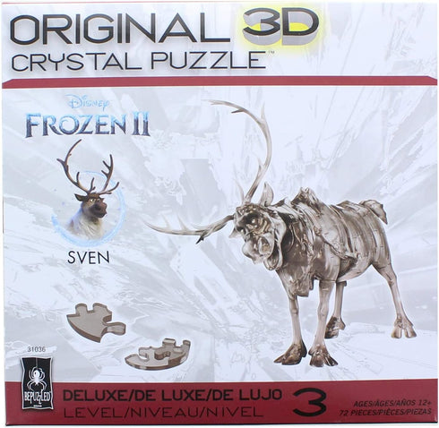 Bepuzzled Sven The Reindeer Frozen Deluxe Original 3D Deluxe Licensed Crystal Puzzle - Fun Yet challenging Brain Teaser That Will Test Your Skills and Imagination, for Ages 12+