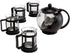 Primula Half Moon Teapot Set with 4 Tea Cups, Removable Infuser, Borosilicate Glass Tea Maker, Stainless Steel Filter, Dishwasher Safe, 40-Ounce, Tea Gift Set, Tea Set for Service of 4 Adults