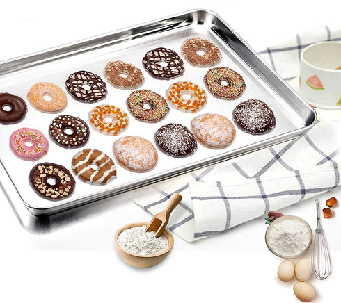 TeamFar Baking Sheet Set of 2, Baking Pans Tray Cookie Sheet Stainless Steel, Non Toxic & Healthy, Mirror Finish & Rust Free, Easy Clean & Dishwasher Safe