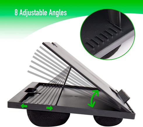 Mind Reader LTADJUST-BLK Adjustable Portable 8 Position Lap Top Desk with Built in Cushions, Black