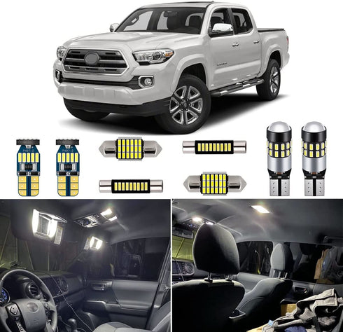 AUTOGINE Super Bright 6000K White LED Interior Light Kit Package for 2016 2017 2018 2019 2020 2021 2022 Toyota Tacoma + Install Tool