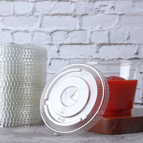 Kartalio,Disposable 9 oz clear Plastic Cups with Flat Lids,100 sets