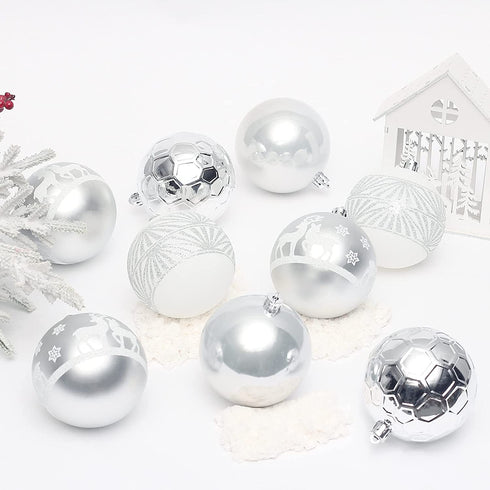 Super Holiday 20PCS Christmas Ball Ornaments Set, Shatterproof Handpainted Decoration for Xmas Tree, Home Decor for Holiday, Party, Birthday, Wedding, Anniversary, Christmas- 80mm/3.14", Sliver/White.