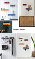 Entryway Shelf with Hooks Wall Mounted Mail and Key Holder Metal Storage Organizer Coat rack for Entryway, Home Wall Decor, Bathroom, Kitchen, Office, Hallway, Bedroom (BROWN, SMALL (8.6x2 x2.8 inch))