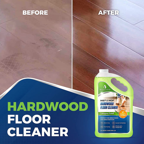 Hardwood & Laminate Liquid Floor Cleaner Solution - Multi-use - Water-Based, Safe, Gentle, & Natural - Removes Dirt, Stains, & Odors - Lemongrass Scent, 1 Gallon (128 oz.)