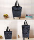 Collapsible Trolley Bags Folding Shopping Bag with Wheels Foldable Shopping Cart Reusable Shopping Bags Grocery Bags Shopping Trolley Bag on Wheels(Black)