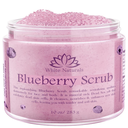Organic Blueberry Scrub, Natural & Pure Face Exfoliant for Soft and Healthy Skin, Hydrating and Nourishing Salt Body Scrub with Shea Butter & Pure Oils