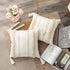 OJIA Boho Decorative Throw Pillow Cover, 20 x 20 Farmhouse Cute Pillowcase Minimalist Neutral Collection Cream White Tufted with Tassels Woven Square Cushion Cover for Sofa Couch Bedroom Living Room