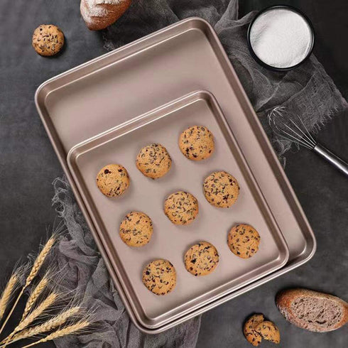 HYTK Small Cookie Sheets 11 X 9 Inch Set of 2 Mini Baking Tray Toaster Oven Replacement Pan Nonstick Thicken Brushed High Carbon Steel No Warp Magnetic Bakeware