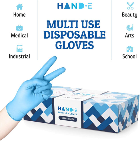 Disposable Blue Nitrile Gloves 100 Count - Latex Free Medical Gloves