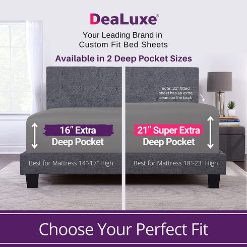 King Fitted Sheet Deep Pocket Extra Deep Pocket Fitted Sheet King Size 18? - 21? Inch + Fitted Bed Sheets Only - King Fitted Gray