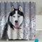 FAITOVE Winter Snow Siberian Husky Dog Shower Curtain Cute Animal Puppy Pets Bath Curtain with Hooks Waterproof Bathroom Decor 72"(W) x 72"(H), Polyester Fabric