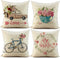 FIBEROMANCE Valentines Pillow Covers 18 x 18 Inch Load of Flower Car Bicyle Be Mine Decorative Cushion Cases Pillow Case for Sofa Couch Bedroom Car Spring Home Decor Cotton Square Pillowcase Set of 4