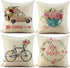 FIBEROMANCE Valentines Pillow Covers 18 x 18 Inch Load of Flower Car Bicyle Be Mine Decorative Cushion Cases Pillow Case for Sofa Couch Bedroom Car Spring Home Decor Cotton Square Pillowcase Set of 4