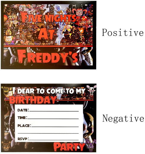 Five Nights at Freddy's Birthday Party Invitations,16 Invite Cards for Children Party Supplies.