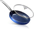 8 Inch Frying Pan Nonstick with Lid, Nonstick Pan with Lid, Small Frying Pan with Lid, Non Stick Frying Pan with Diamond Coating, Ceramic Frying Pan Nonstick, Small Skillet Nonstick, Blue