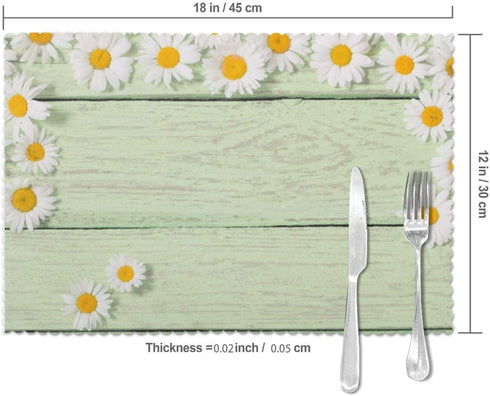 Chamomile Flower Placemats for Dining Table Set of 6, Printing Thin Environmental Materials Easy Clean for Kitchen Dinner Party.Table Mat Place Mats for Kitchen Dining Decoration(12 X 18 Inch)
