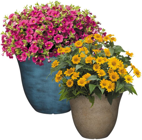 Classic Home and Garden Honeysuckle Planter, Patio Pot, 13" Fossil Stone