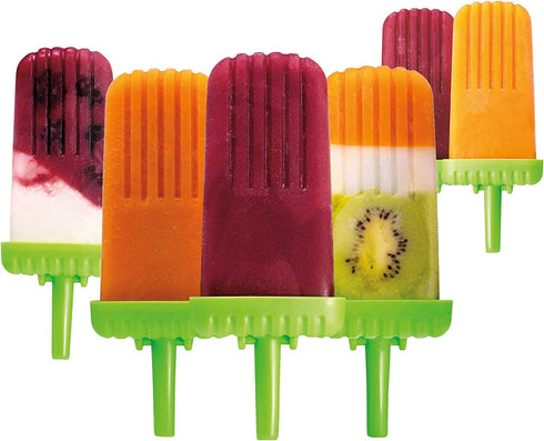 Tovolo Groovy Ice Pop Molds, Drip-Guard Handle, 4 Ounce Popsicles, Set of 6, Green