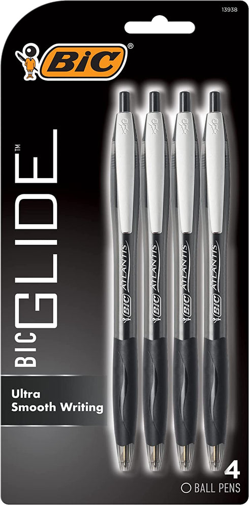 BIC Atlantis Original Retractable Ball Pen, Medium Point (1.0mm), Black, 4-Count