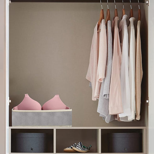 SYGY 2Pack Bra Organizer Storage for Dresser Drawers, Foldable Organizer Divider Fabric Drawer Organizers, Closet Organizer for Lingerie, Bra, Clothes, Towel, 7 Cell, Grey
