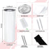 20oz Sublimation Skinny Tumbler Sets White Blank with Lids Straws for Heat Transfer Stainless Steel Double Wall Insulated Skinny Tumbler Vacuum DIY Gift Brush Shrink Film 2 Pack
